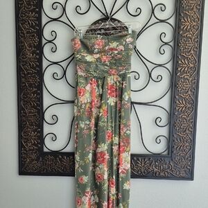 Floral Strapless Maxi Jumpsuit